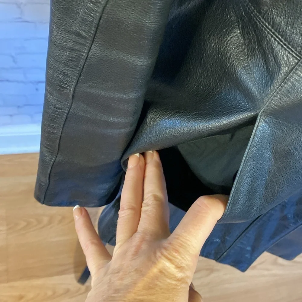 Danier Leather Black Vintage Snap Button Long Moto Blazer Jacket Size M - Picture 7 of 17